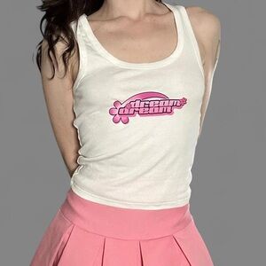 H&M White Tank Top with Pink Logo